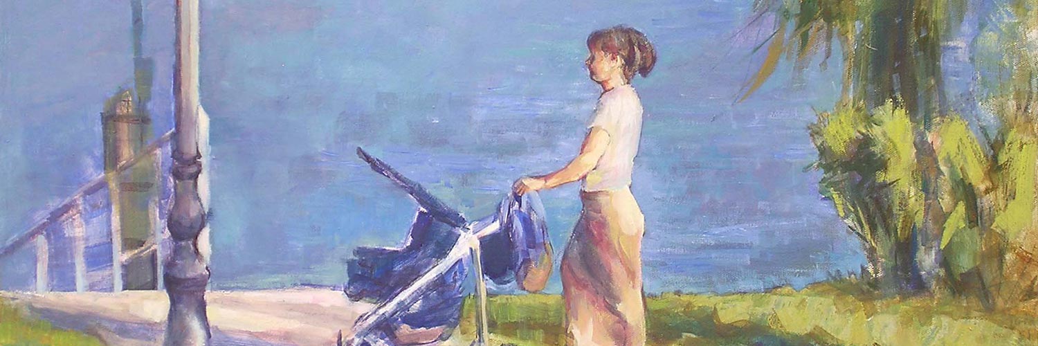 Frau mit Kinderwagen