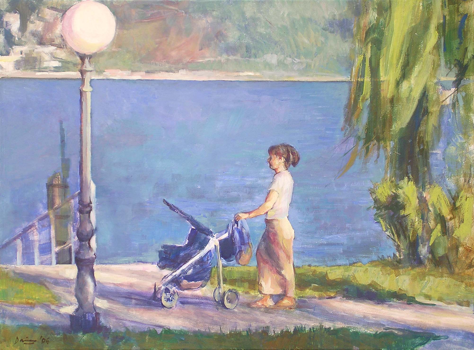 Frau mit Kinderwagen